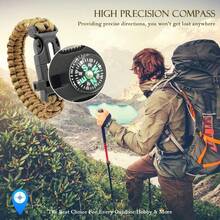 Multifunctional 5-In-1 Outdoor Survival Paracord Bracelet Camping Emergency Kit, With Precision Navigation Compass, 120dB Rescue Whistle, Multi-Function Cutting And Scraping, Tear-Resistant 7-Strand Paracord Wristband - A - View 3