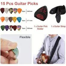 Kit para Guitarra Acústica 66 Piezas con Cuerdas de Guitarra Acústica Afinador Capo Guitarra Cejilla Púas Correa Herramientas para Guitarra Kit de Reparación y Mantenimiento Completo - 1 - Ver 10