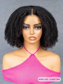 ISEE Hair Afro Curly Invisi Draw-Strings 360 Lace Frontal Glueless Wig Wear And Go Bleached Knots Natural Color 14-26 Inch 180% Density Natural Scalp Look Pre-Plucked Hairline Invisible Lace Seamless Blend For Women - SNatural - View 4