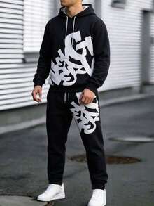 Men's Commuter Casual Printed Hoodie And Pants Set, Versatile - Multicolor - View 1