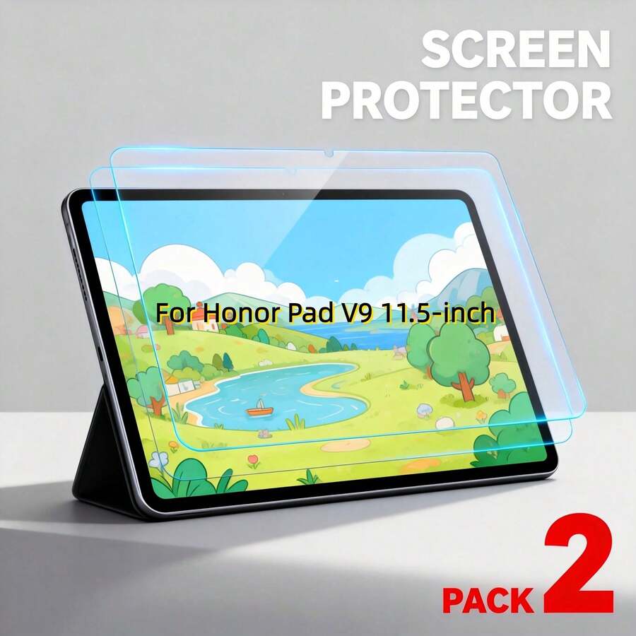 2pcs High Definition Tempered Glass Screen Protector Compatible With Honor Magic Pad4/Magic Pad3/Magic Pad2/Pad V9/Pad9/Pad X9a/Pad X8b/Pad X8a/Pad X7, Anti-Scratch Anti-Fall Easy Installation Compatible With Protective Case - Clear - View 1