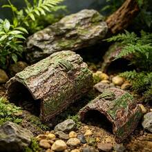 2pcs/Set Resin Hollow Log Aquarium Decoration, Moss Tree Trunk Hiding Cave, Fish And Shrimp Breeding Shelter, Betta Fish Hiding House, Fish Tank Landscaping Decor Accessories - Multicolor - View 3