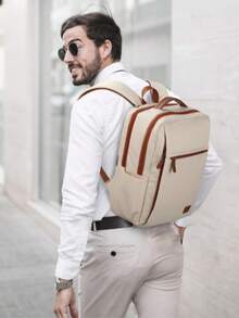 Travel Laptop Backpack, Fits 15.6 Inch Laptop; Built-In Luggage Strap Small Travel Backpack, Compliant With Airline Carry-On Standards, White Commuter Business Daily Backpack, Suitable For Outdoor Travel, Work Storage Bag, Hiking Backpack - Multicolor - View 2