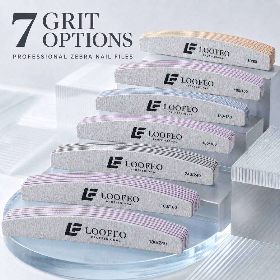12pcs Professional Nail File Double Sided Dual Grit 80/100/150/180/240 - Multicolor - View 1