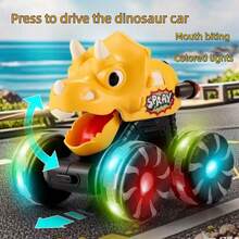 Children's Press-Down Inertia Light-Up Dinosaur Car, Monster Big Foot Cartoon Sliding Toy, Parent-Child Interactive Game, Suitable As Holiday Gift For Boys And Girls - Multicolor - View 6
