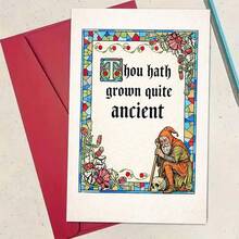 1 Greeting Card And 1 Envelope, 1 Humorous Greeting Card, Suitable For Friends To Joke About Their Age With Medieval Style Illustrations, Used For Lighthearted Sharing Of Life Moments - Sets - View 5