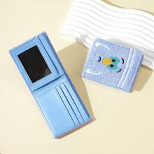 1pc Portable Lightweight Short Wallet For Girls, Towel Fabric Funny Cartoon Expression Embroidered Coin Purse, Multi-Card Slot Fabric Wallet With Transparent ID Window, Suitable For Travel, Commuting, Outdoor, Campus, Shopping, Gift For Teenage Girls - Multicolor - View 8