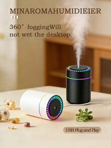 180ml Mini Car Humidifier With Romantic Colorful LED Ambient Night Light, Large Mist Output, Quiet Operation, Auto Timer, 2 Working Modes, Compatible With Essential Oils (6 Fragrance Options), Car And Home Dual-Use Ultrasonic Aromatherapy Diffuser, Compact And Portable, USB Powered, Suitable For Car, Office, Bedroom, Living Room, Study, Bathroom - A - View 5