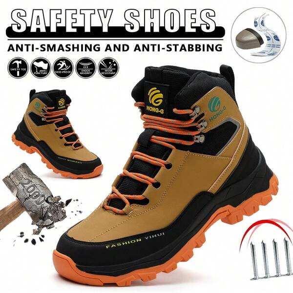 Steel Toe Shoes For Men-Featuring Steel-Toe Protection,Impact-Resistant And Puncture-Resistant, Suitable For Construction And Warehouse Work