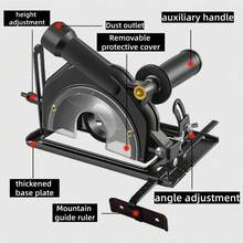Adjustable 0-45 ° Angle Grinder To Cutting Machine Bracket, 40mm Manual Angle Grinder Modified Protective Cover Accessories, Electric Saw Slot Base Kit, Circular Saw Bracket, Woodworking Table Saw, Suitable For 100-125mm Cutting Machines - Angle Grinder Cutting Base + Guide Ruler - View 9