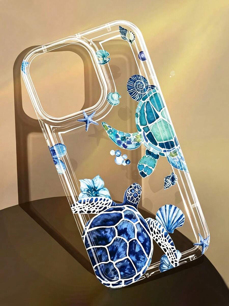 1件時尚可愛海洋元素海龜與海星圖案氣囊防滑手機殼,適用於 iPhone 17/17Pro/17ProMax/16/16Pro/16ProMax/15/15Pro/15ProMax/14/13/12/11 - 無色 - 查看 1