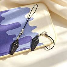2pcs Black Coffin Pendant Phone Charm - Black - View 5
