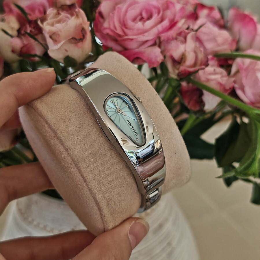 Y2K Asymmetrical Water Drop Watch For Women, Unique Vintage Bracelet Style, Blue And Multiple Colors Available, High-End Elegant, Luxury Style Gift