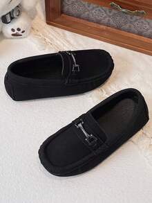 1 Pair Loafers Oxford Shoes, Soft Sole Casual Slip-On Sneakers Suitable For Boys' Spring/Autumn Outdoor Training Wear - Black - View 5