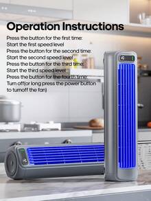 kinscoter 1件裝 2000mAh 可充電多功能桌上型風扇，壁掛式冷風機，便攜式塔扇，電動桌上旅行配件，戶外廚房露營空氣循環冷風機 - 塔扇式 - 查看 10