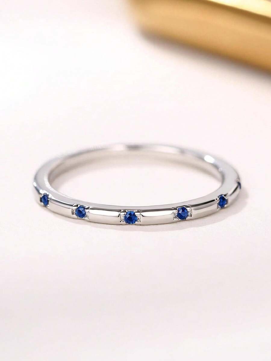 1pc Romantic Cubic Zirconia Ring Women's Wedding Engagement Party Jewelry Valentine's Day Gift - Silver - View 1