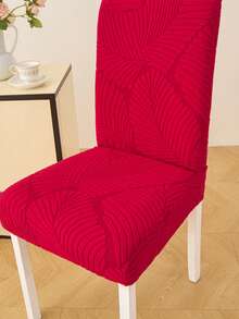 1pc/4pcs/6pcs/8pcs Removable Chair Covers, Fleece Jacquard, Leaf Pattern, Elastic, Suitable For Dining Room, Living Room, Bedroom Chair Decoration - Red - View 6