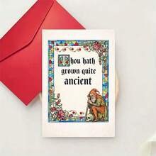 1 Greeting Card And 1 Envelope, 1 Humorous Greeting Card, Suitable For Friends To Joke About Their Age With Medieval Style Illustrations, Used For Lighthearted Sharing Of Life Moments - Sets - View 4