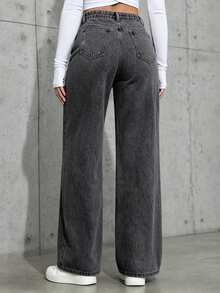 Teens' Fashionable Straight Fit Light Wash Jeans - Dark Grey - View 2