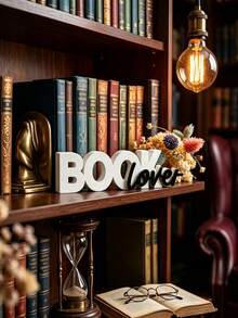 5-Inch Book Decor, Minimalist 3D Plastic Letter Sculpture Ornament, Modern Aesthetic Bookshelf Desktop Accessory, Cute Book Lover Gift, Suitable For Librarians, Teachers, Bookworms, Home Office Desktop Decoration, Available In Black, Pink, Red - Multicolor - View 1