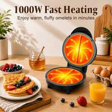 YASHE Electric Omelet Maker, 1000W Nonstick Dual Omelette Maker, 2-Egg Breakfast Maker With Indicator Lights, Quick No-Flip Egg Cooker For Home Kitchen - US A Type Plug(110-127V) - View 2