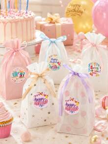 1 Roll 500pcs Happy Birthday Stickers, Colorful Round Gift Bag Seal Labels, Dessert Box Packaging Labels, Suitable For Birthday Party And Anniversary Celebration - Multicolor - View 3