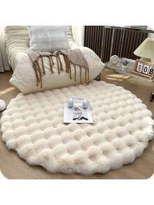 1 pieza Alfombra redonda de burbuja de felpa beige, suave y esponjosa, diseño de unicolor minimalista, adecuada para dormitorio, sala de estar, vestidor, tocador, ventana mirador, alfombra pequeña apta para mascotas, alfombra decorativa - Multicolor - Ver 13