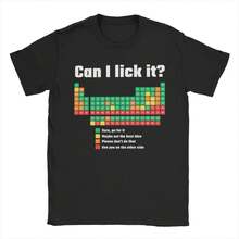 Aesthetic Can I Lick It Periodic Table  T Shirt Men 100%Cotton Short Sleeve Science O-Neck Summer Top Tee - 黑色 - 查看 1