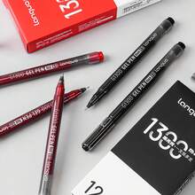 Languo 12/6/3pcs Black/Red Ink Gel Pens, Ballpoint Pens, ST High Precision Tip (0.5mm), 2 Colors Available, Handwriting Gel Pens, Eyeliner Pens, Perfect For Vibrant Colorful Writing And Sketching, Smooth Writing, For Drawing, Highlighting, Note-Taking, Manual Making, Office Use - Multicolor - View 11