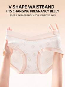 Maternity V-Shape Low Waist Panties Breathable Pregnancy Underwear Soft Antibacterial Lined Briefs - Green - View 7