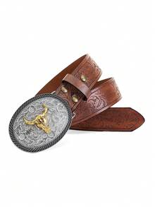 1pc Vintage Men's Belt Elegant Style Casual Artificial PU Wide Belt, Suitable For Casual Pants, Skirts, Daily, Work, Date, Party, Christmas, Valentine's Day - Men's Belt - View 8