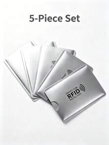 5pcs Anti-Magnetic Aluminum Foil Document Holder, Pull-Out Card Holder, Suitable For Storing Bank Cards, Credit Cards, And Other Documents; Universal Size, Holiday Essentials, Travel Essentials - View 5