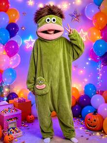 2026 New Couple Cartoon Monster Bathrobe, Unisex, Fun Big Mouth Long Fur Thickened Coral Fleece Sleepwear, Super Soft Skin-Friendly Warm Loose Home Wear, Comfortable Warm Indoor Casual For Autumn/Winter, Back To School Gift - Multicolor - View 3