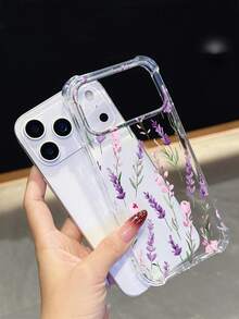 1件紫色花卉印花手機殼 | 四角防摔保護殼 - 相容 iPhone 17 Pro、16e、16 Pro、15、14、13、12、11、XR、XS Max；適用於 Galaxy S26、S25、S24、S23、A16、A35/A25、A57；適用於 Pixel 10、9、8、7；適用於 G85；適用於 Infinix Hot 50 Pro+。高品質時尚手機殼，清爽夏季配件，非常適合作為送給朋友或自己的禮物。 - 無色 - 查看 5