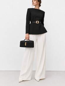 Women's Handbag, Rectangular Clutch, Embossed Pattern, Gold Metal Twist Lock, Large Capacity, Vintage Evening Party Daily Commute - Black - View 2