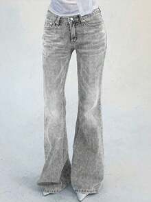Teen GirlSlim High-Waisted Jeans - Light Grey - View 2