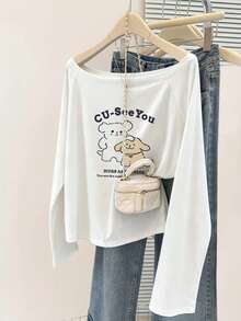 Women's New Spring/Autumn Top, Casual Elegant Loose Slimming Back To School Daily Commute Fashion Top White - White - View 5