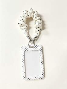 1pc Vintage Polka Dot Card Holder Pendant, Suitable For ID Card, Campus Card, Idol Card Decoration, Can Be Hung On Bag Or Keychain - Multicolor - View 6