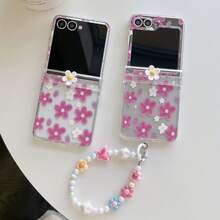 Casing Ponsel Engsel Motif Bunga Daisy Kecil Merah Mawar 3D untuk Galaxy Z Flip3/Flip4/Flip5/Flip6/8 Layar Lipat Perlindungan Anti Jatuh Penuh - MultiWarna - View 1