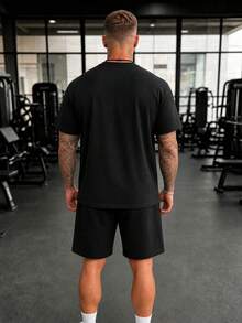 Men's 2 Pieces Sports Set Gradient Print Short Sleeve T-Shirt And Drawstring Shorts, Fitness Running Casual Sportswear - Multicolor - View 2