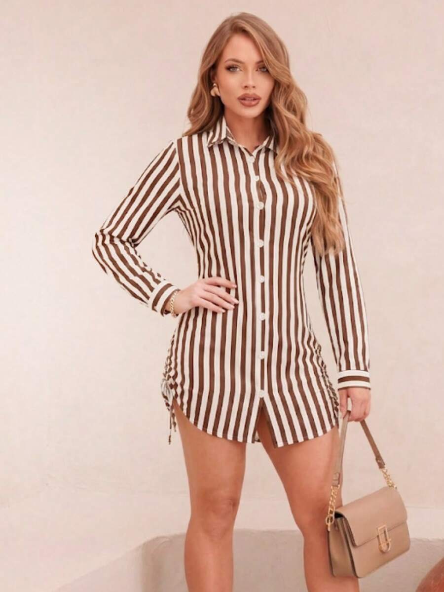 Women Short Dresses - Óxido marrón - Ver 1