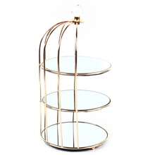 OUKANING Gold 3-Tier Birdcage Makeup Organizer Tray, Iron Crystal Half Open Cosmetic Jewelry Storage Display Rack For Dresser Tabletop Decor - Gold - View 6