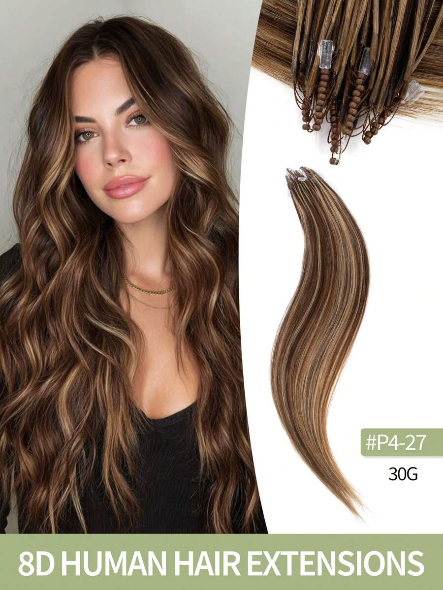 1B Natural Black Straight Human Hair I-Tip Hair Extensions Keratin Bond Invisible Hair Extensions Festival Concert Accessory Summer Travel Vacation Essential - S4/27 - View 1