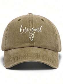 1pc Unisex Retro Washed Baseball Cap With Solid Color Letter Print,Adjustable,Suitable For Wedding,School,Outdoor Sports,Travel,Sun Protection,Gift - Multicolor - View 1