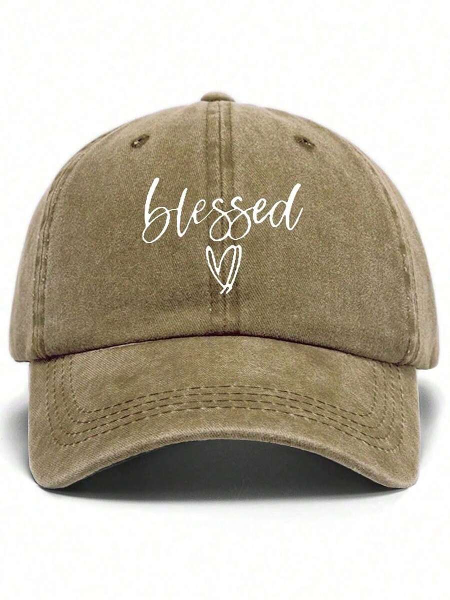 1pc Unisex Retro Washed Baseball Cap With Solid Color Letter Print,Adjustable,Suitable For Wedding,School,Outdoor Sports,Travel,Sun Protection,Gift - Multicolor - View 1