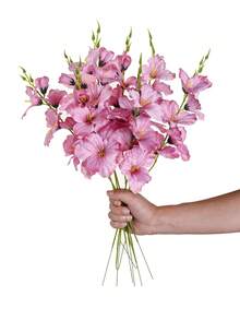 2/6/12件 58cm 人造水仙木蘭絲綢花，居家客廳婚禮桌面裝飾，浪漫主題 - 淡紫色 - 查看 8