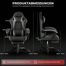 Ergonomic Gaming Chair With Lumbar Support And Headrest, Height-Adjustable Gamer Chair, PC Chair For Adults, Girls And Boys - 灰色 - 查看 3