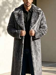 Men Faux Fur Coats - Grey - View 3