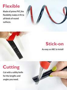 WoStick 1roll Black Self-Adhesive Flexible Wall Molding Trim, Peel & Stick Waterproof PVC Tile Edge Border Strip For Home Decor - VS007 Black - View 9