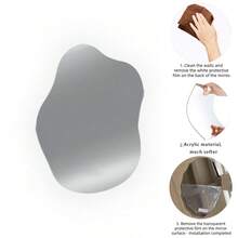1pc Asymmetrical Bathroom Mirror, Asymmetrical Cloud Vanity Mirror, Wall-Mounted, Bathroom Decor, Room Decor, Home Decor, Wall Decor - Irregular - View 2
